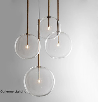 Nordic Pendant Lights Globe Clear Glass Ball Pendant Lamp Dining Room Bedroom Hanging Lamp Living Room Decoration Light Fixtures