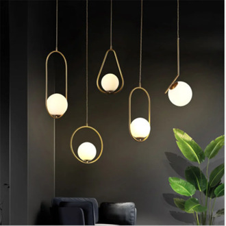 Nordic pendant lights Led Single Head Personality Glass Ball Restaurant Table Bar Lamp living room decoration