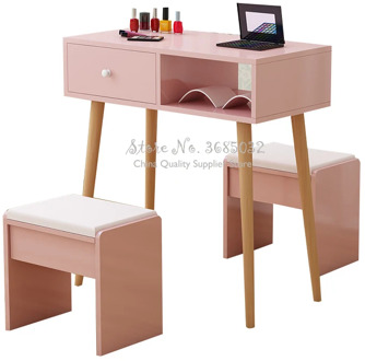 Nordic Pink Nail Tables & Stools with wooden legs Durable Single Manicure Desk and Chair With drawer Salon Furniture 80*40*75cm