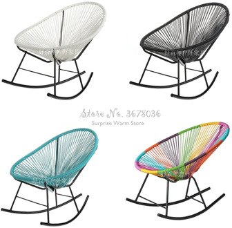 Nordic Rattan Chairs Outdoor Balcony Recliner Living Room Cafe Simple Leisure Chairs Plastic Rattan Rocking Chair Beach Chair