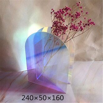 Nordic Regenboog Kleurrijke Acryl Vaas Art Geometrische Zonlicht Sunrise Daybreak Vazen Voor Home Decoraties Woonkamer Desktop Decor stijl D