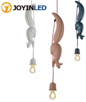 Nordic Resin Squirrel Led Pendant Lights Modern Industrial Hanging Animal Lamp for Children's Room Kitchen Loft Decor Fixtures