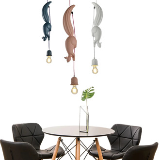 Nordic Resin Squirrel Led Pendant Lights Modern Industrial Hanging Animal Lamp for Children's Room Kitchen Loft Decor Fixtures