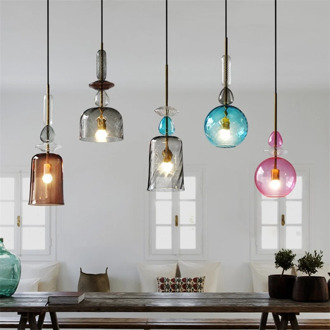Nordic Restaurant Dining Room Glass Pendant Lights Children Room Candy Led Hanglamp Modern Simple Home Decoration Light Fixtures