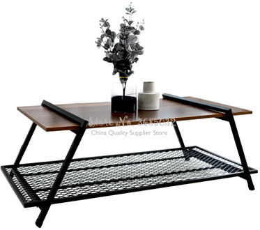 Nordic Retro Coffee Table Minimalist Creative Living Room Wrought Iron and Wood Square Japanese style Small Coffee Table