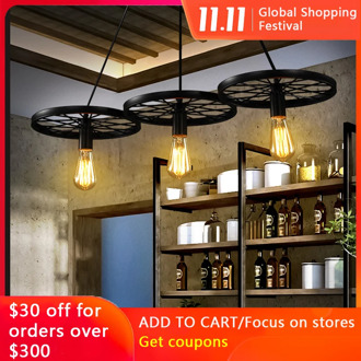 Nordic retro industrial style wrought iron restaurant bar wrought iron porch aisle E27 lamp holder chandelier