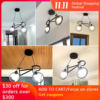 Nordic retro personality creative modern minimalist restaurant bar lamps aisle corridor bicycle porch chandelier