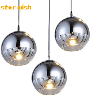 Nordic silver eleStar wish ctroplate glass pendant lights glass hanging dining room restaurant home decoration indoor lighting