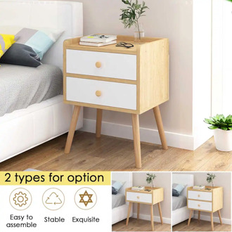 Nordic Simple Bedside Table Storage Cabinet Modern Home Solid Wood Bedside Small Cabinet Shelf Bedroom Storage Organizer 2 Style
