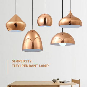 Nordic Simple Electroplated Gold Pendant Lights Restaurant Bar Single-Head Hanging Lights Round Bedroom Dinning Room Droplight