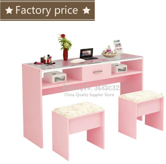 Nordic Simple Pink Nail Tables & Stools Durable Single Manicure Desk and Chair Particle Board 0.8m Width