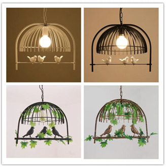 Nordic small bird iron bird cage chandelier lamps bedroom dining room aisle personality warm lights