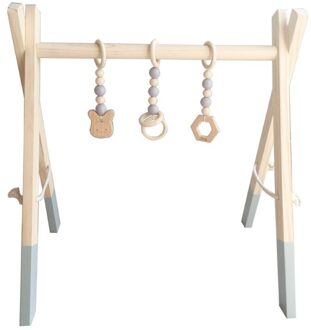 Nordic Stijl Baby Gym Speel Frame Houten Baby Nursery Zintuiglijke Ring-Pull Speelgoed L9CD Grijs