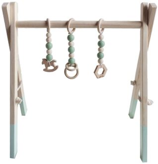 Nordic Stijl Baby Gym Speel Frame Houten Baby Nursery Zintuiglijke Ring-Pull Speelgoed L9CD groen