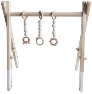 Nordic Stijl Baby Gym Speel Frame Houten Baby Nursery Zintuiglijke Ring-Pull Speelgoed L9CD wit