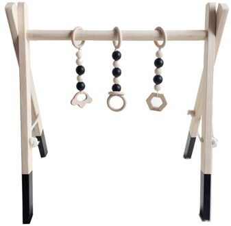 Nordic Stijl Baby Gym Speel Frame Houten Baby Nursery Zintuiglijke Ring-Pull Speelgoed L9CD zwart