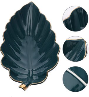 Nordic Stijl Bladvorm Keramische Opslag Sieraden Display Lade Woondecoratie donker groen