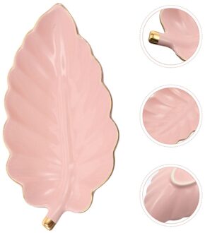 Nordic Stijl Bladvorm Keramische Opslag Sieraden Display Lade Woondecoratie roze