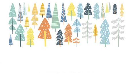 Nordic Stijl Bos Bomen Muurstickers Pvc Zelfklevende Kleurrijke Verwijderbare Waterdichte Wallpaper Decal Achtergrond Decor