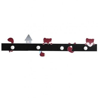 Nordic Stijl Cartoon Hal Woonkamer Deur Eenvoudige Sleutel Kleding Haak Hanger Kinderkamer Decor Sleutel Opknoping Hanger Opslag Haak zwart Fox Four