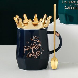 Nordic Stijl Crown Cup Ins Lepel Koffie Mok Creatieve Keramische Water Melk Mok Cartoon Kroon Ontbijt Kopjes Meisje 3