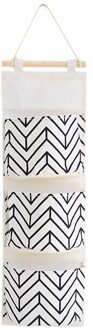 Nordic Stijl Drie-grids Katoen Linnen Opknoping Opbergtas Wandmontage Garderobe Opknoping Zak Muur Pouch Cosmetische Speelgoed Organizer