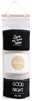 Nordic Stijl Drie-grids Katoen Linnen Opknoping Opbergtas Wandmontage Garderobe Opknoping Zak Muur Pouch Cosmetische Speelgoed Organizer