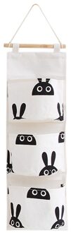 Nordic Stijl Drie-grids Katoen Linnen Opknoping Opbergtas Wandmontage Garderobe Opknoping Zak Muur Pouch Cosmetische Speelgoed Organizer