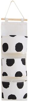 Nordic Stijl Drie-grids Katoen Linnen Opknoping Opbergtas Wandmontage Garderobe Opknoping Zak Muur Pouch Cosmetische Speelgoed Organizer