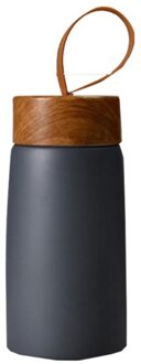 Nordic Stijl Geïsoleerde Koffie Mok 304 Roestvrij Staal Houtnerf Thermos Draagbare Reizen Fles Thee Thermocup Grijs