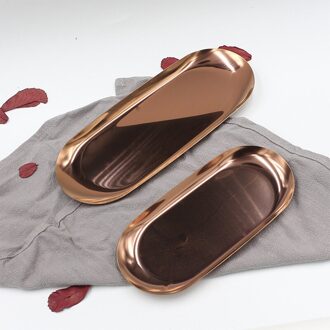 Nordic Stijl Goud Eettafel Plaat Rvs Dessertbord Moer Fruit Cake Lade Snack Keuken Plaat Westerse Steak Keuken Plaat RoseGold-L