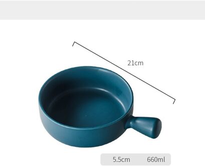 Nordic Stijl Handvat Bakken Kom, Pasta Plaat, Eenvoudige Huishoudelijke Servies Soep Noedels Kom, Slakom, gebakken Rijst Kom Blauw