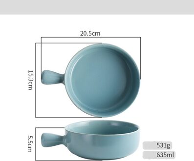 Nordic Stijl Handvat Bakken Kom, Pasta Plaat, Eenvoudige Huishoudelijke Servies Soep Noedels Kom, Slakom, gebakken Rijst Kom lucht blauw