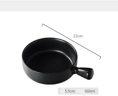 Nordic Stijl Handvat Bakken Kom, Pasta Plaat, Eenvoudige Huishoudelijke Servies Soep Noedels Kom, Slakom, gebakken Rijst Kom zwart