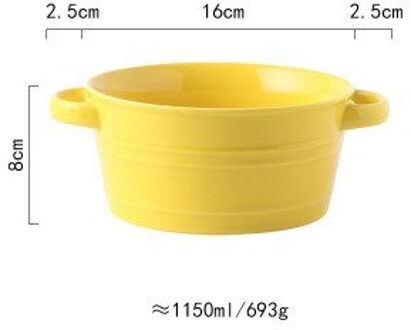 Nordic Stijl Huishoudelijke Keramische Soeppan 8.5 Inch Grote Capaciteit Dessert Slakom Huishoudelijke Keuken Benodigdheden Stenen Pot geel