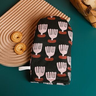 Nordic Stijl Kan Worden Opgehangen Anti-Brandwonden Handschoenen Schattige Verse Art Stijl Leuke Magnetron Warmte-isolatie Handschoenen zwart