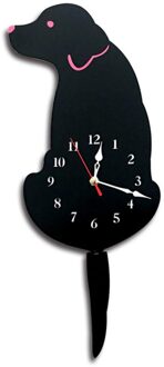 Nordic Stijl Opknoping Klok Hond Vorm Digitale Wandklok Acryl Stille Wandklok Creatieve Decoratie Thuis Slaapkamer Klok zwart