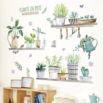 Nordic Stijl Plant Ingemaakte Muurstickers Woonkamer Decor Diy Bonsai Muurstickers Vinyl Decor Diy Muurschilderingen Decal Posters