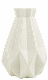 Nordic Stijl Vaas Woondecoratie Bloemstuk Ornamenten Vaas Plastic Geometrische Bloem Container Decoratie Accessoires melkachtig wit