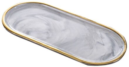 Nordic Stijl Vergulde Ovale Plaat Creatieve Keramische Plaat Gemarmerd Westerse Schotel Snack Plaat Taart Opslag Lade Sieraden Lade decor