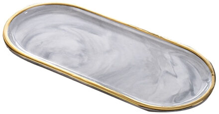 Nordic Stijl Vergulde Ovale Plaat Creatieve Keramische Plaat Gemarmerd Westerse Schotel Snack Plaat Taart Opslag Lade Sieraden Lade decor