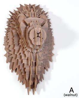 Nordic Stijl Woondecoratie Hout Leeuwenkop Muur Opknoping Voor Art Wanddecoratie Hout Dieren Hoofd Ambachten Voor Moderne Thuis Decor A okkernoot