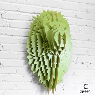 Nordic Stijl Woondecoratie Hout Leeuwenkop Muur Opknoping Voor Art Wanddecoratie Hout Dieren Hoofd Ambachten Voor Moderne Thuis Decor C groen