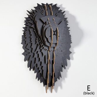 Nordic Stijl Woondecoratie Hout Leeuwenkop Muur Opknoping Voor Art Wanddecoratie Hout Dieren Hoofd Ambachten Voor Moderne Thuis Decor E zwart