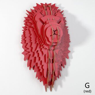 Nordic Stijl Woondecoratie Hout Leeuwenkop Muur Opknoping Voor Art Wanddecoratie Hout Dieren Hoofd Ambachten Voor Moderne Thuis Decor G rood