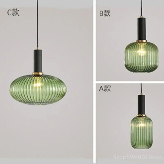 Nordic Stripes Glass Small Pendant Lamp Living Room Chandelier Modern Minimalist Bar Restaurant Hanging Light Luminaire Suspendu