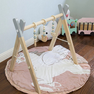 Nordic Style Baby Gym Play Wood Nursery Ring-pull Toy Wooden Gym Beads Toys For Baby Boy Girl Nordic Natural Wooden Gym Play