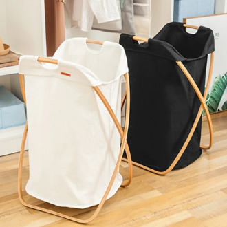 Nordic Style Foldable Dirty Clothes Storage Basket Wooden Frame Laundry Hamper Basket BabyToy Organizer Toiletries Box