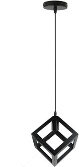 Nordic Style Geometric Cube Iron Pendant Ceiling Light Lamp Fixture for E27 Bulb 220V Hanging Lamp Lampshade For Living Room zwart