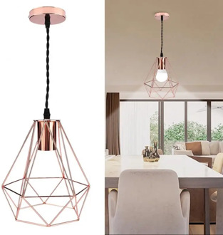 Nordic Style Modern Industrial Cage Pendant Light Iron Art Diamond Pyramid Wrought Home Ceiling Lamp Suitable For E27 Bulbs
